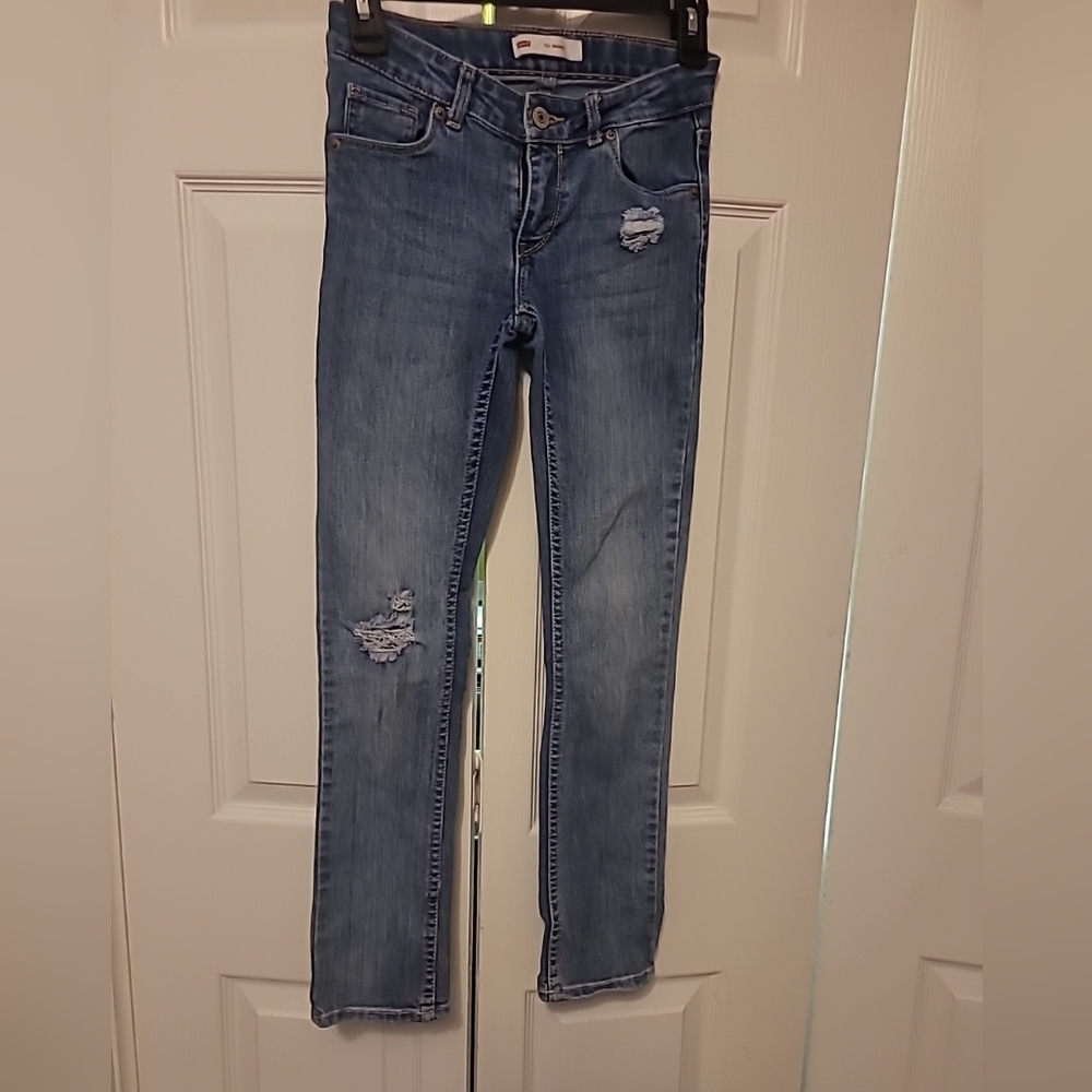 Levi's Girls Light Blue Distressed Jeans Adjustable